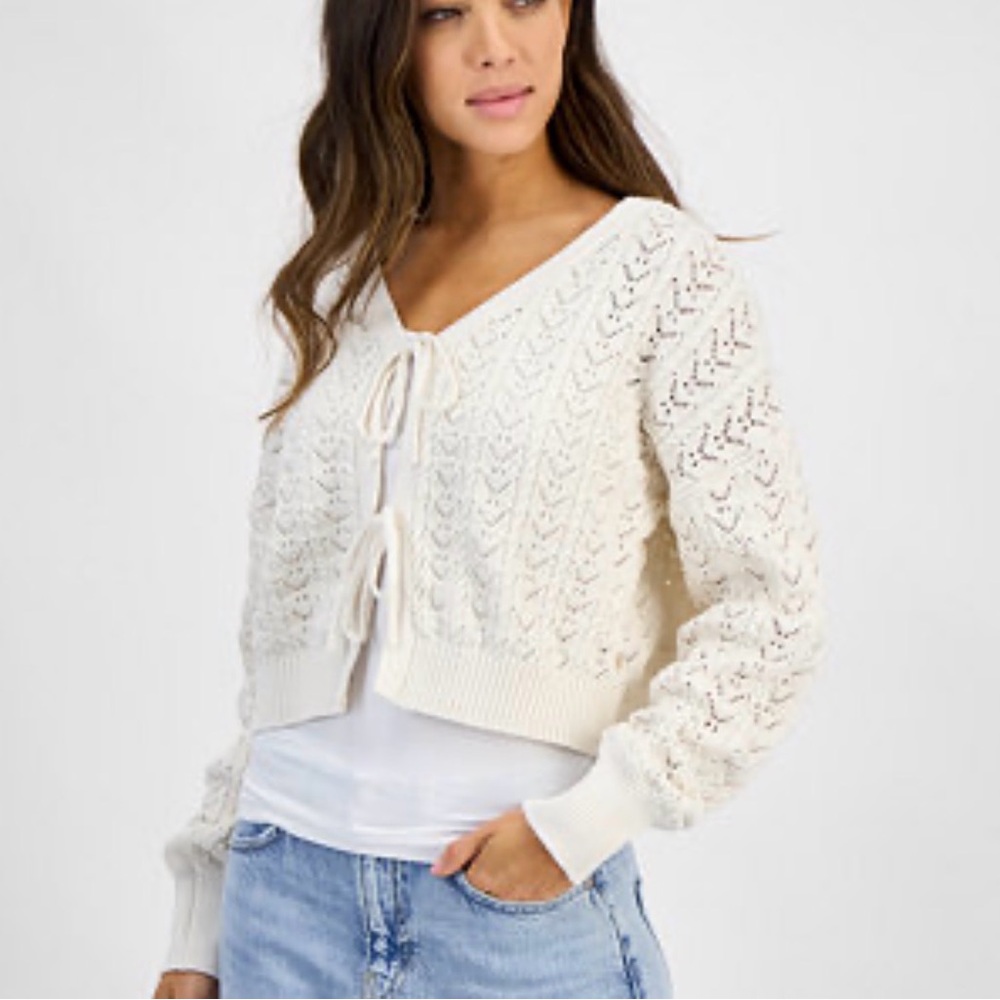 GUESS Women's Ruth Cotton Cropped Cardigan Size M